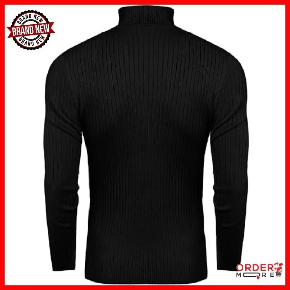 Slim Fit Turtleneck Sweater Cable Knit Thermal Pullover Men's